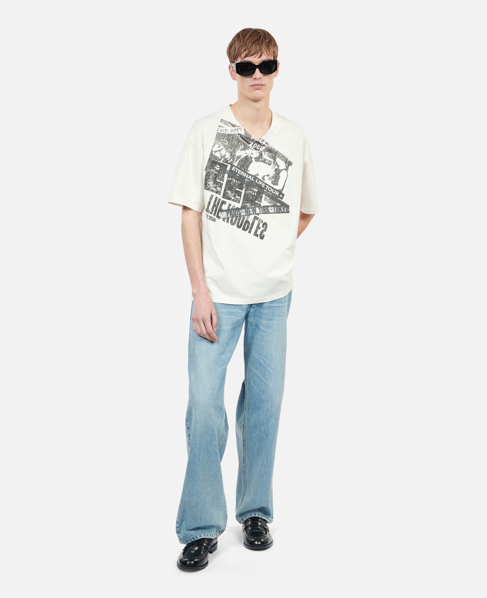 The Kooples HERREN ECRU ecrufarbenes t-shirt „eternal life tour“