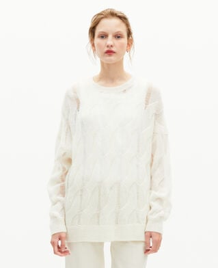 The Kooples F ECRU twisted sweater in ecru wool blend