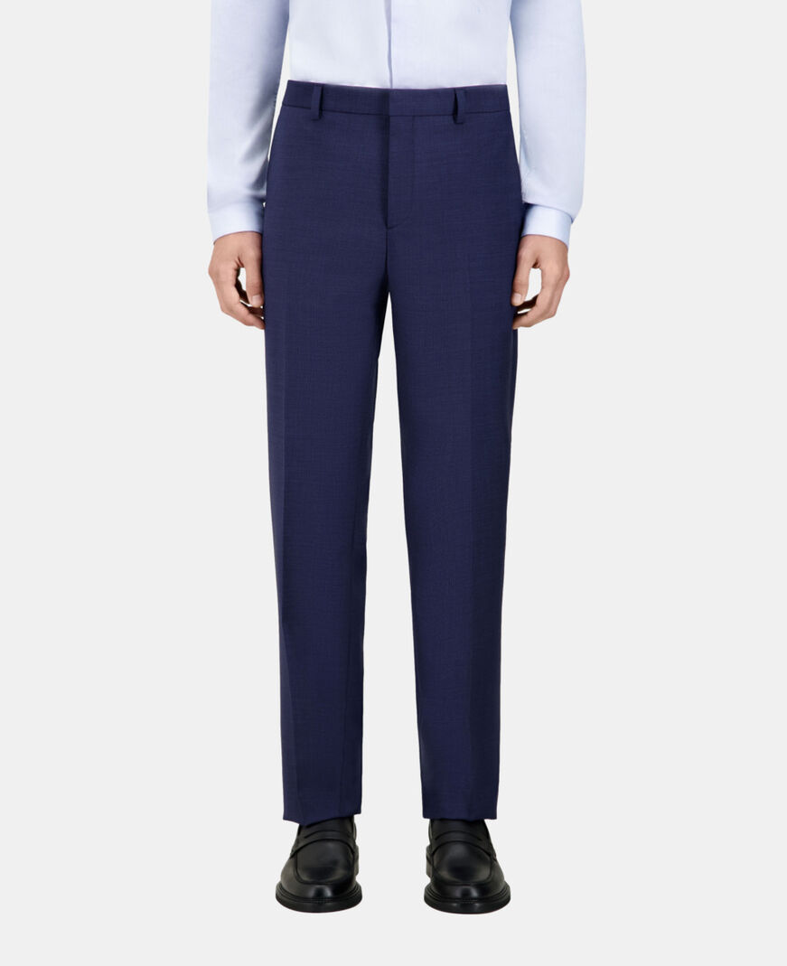 The Kooples HERREN NAVY marineblaue anzughose aus wolle mit mikrokaromuster