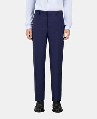 The Kooples HERREN NAVY marineblaue anzughose aus wolle mit mikrokaromuster