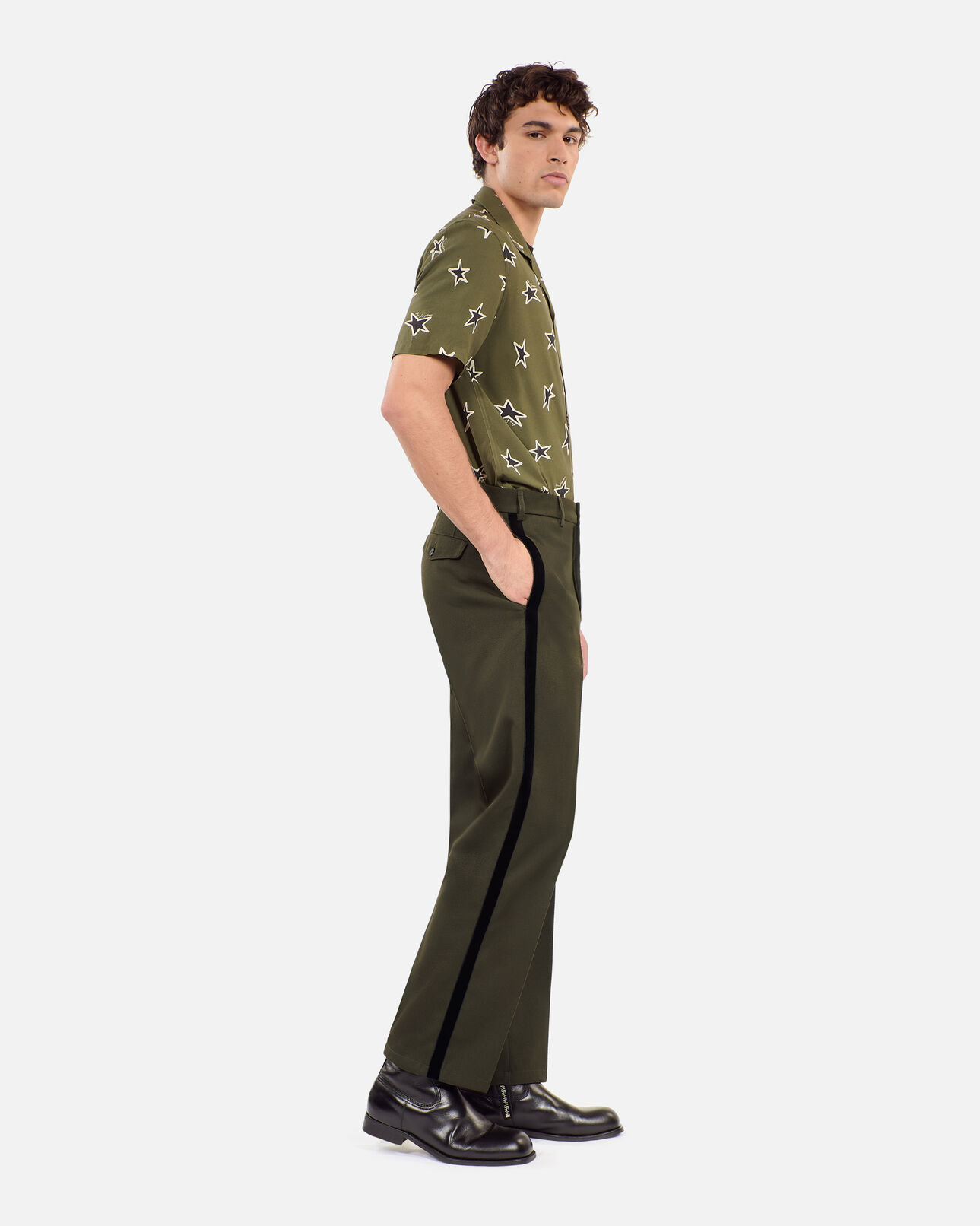 The Kooples HOMBRE KAKI pantalón ancho mezcla lana caqui