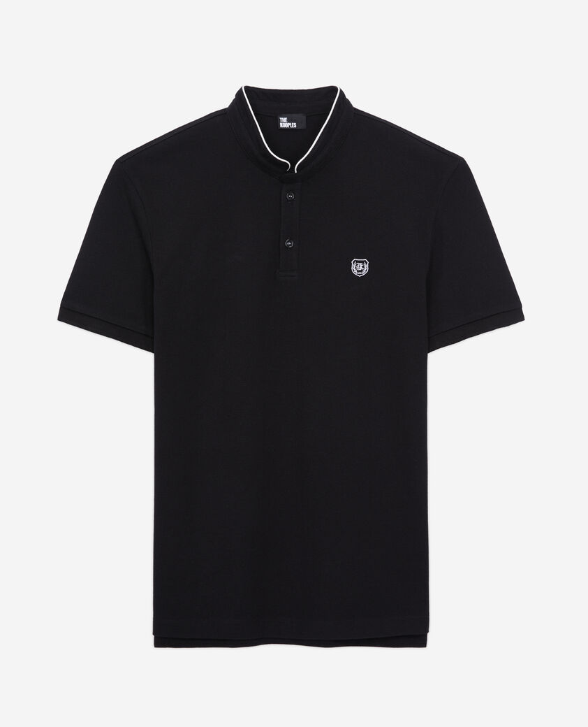 The Kooples HERREN BLACK / WHITE schwarzes poloshirt aus baumwollpiqué