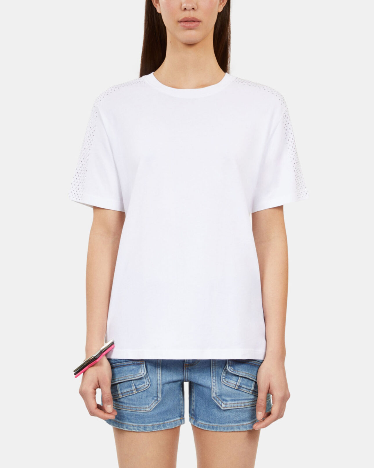 The Kooples FEMME WHITE t-shirt avec strass blanc