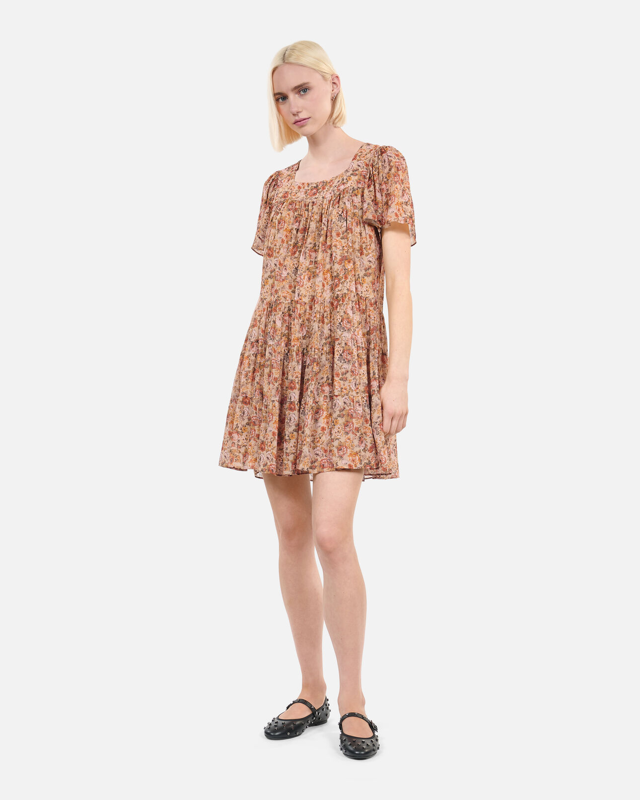 The Kooples FEMME CAMEL / BROWN robe courte imprimé fleuri