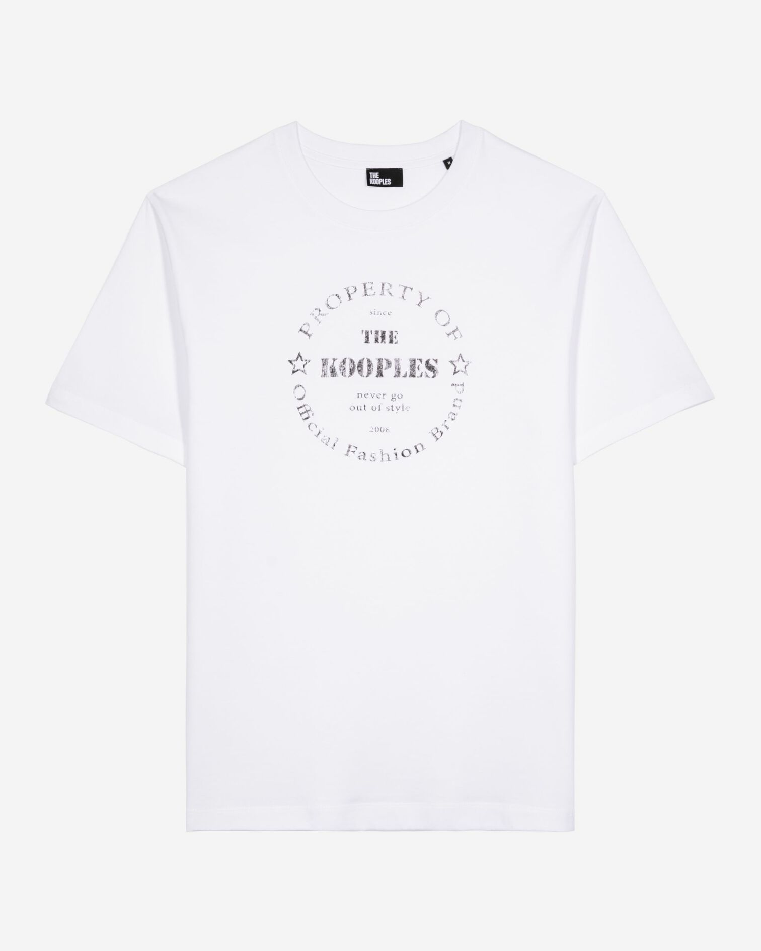 T-shirt with white screen printing, WHITE, hi-res image number null