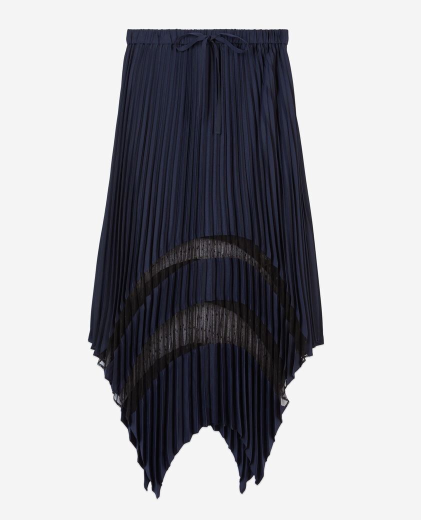 The Kooples WOMEN NAVY navy blue pleated long skirt