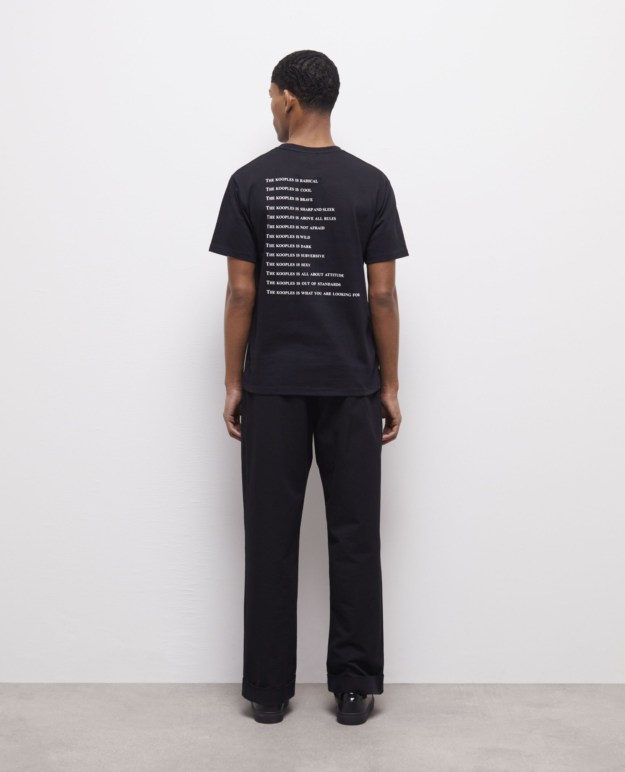 T-shirt noir coton imprimé What is, BLACK, hi-res image number null