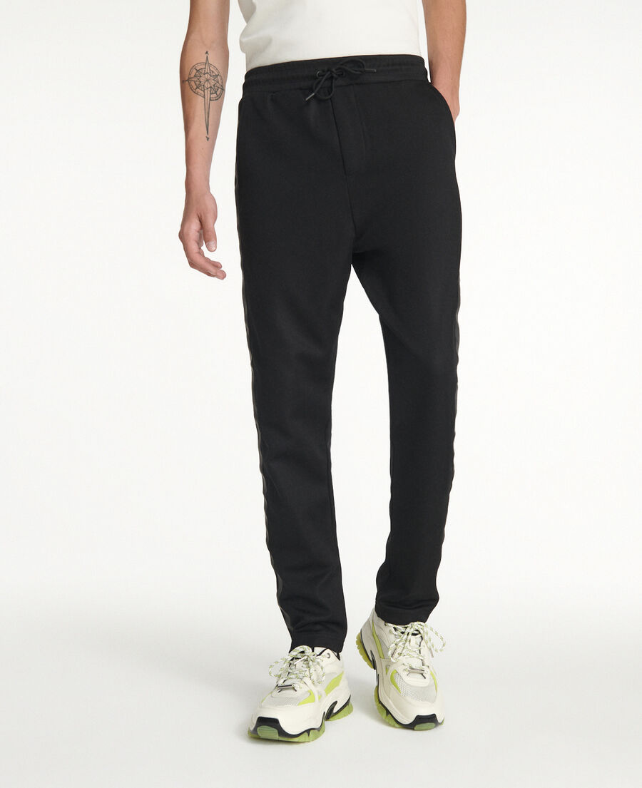black joggers in cotton with logo band