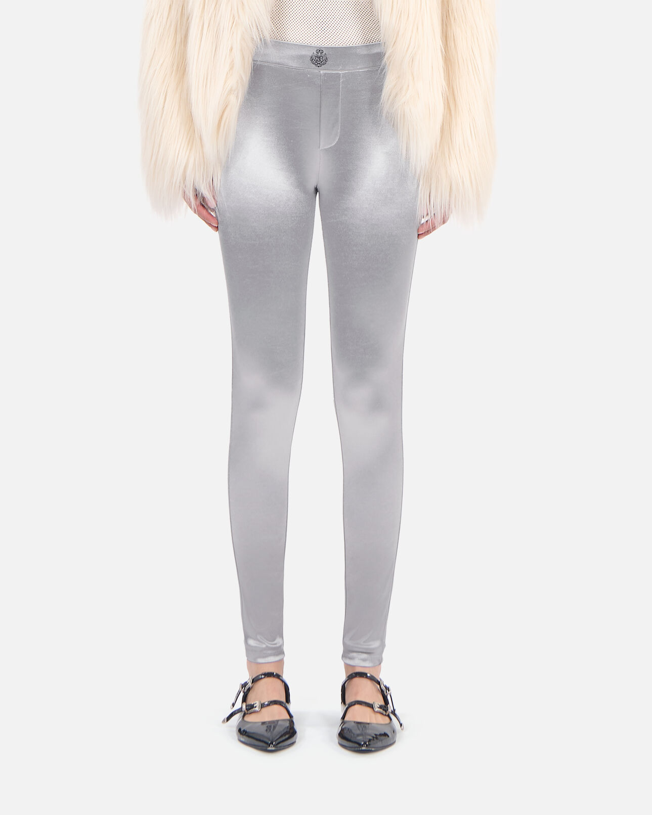 The Kooples FEMME SILVER legging satiné argenté