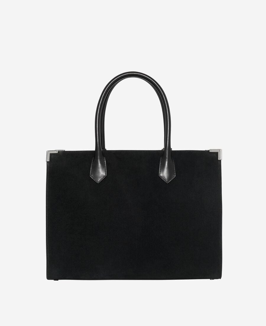 The Kooples F BLACK ming l tote bag in black suede