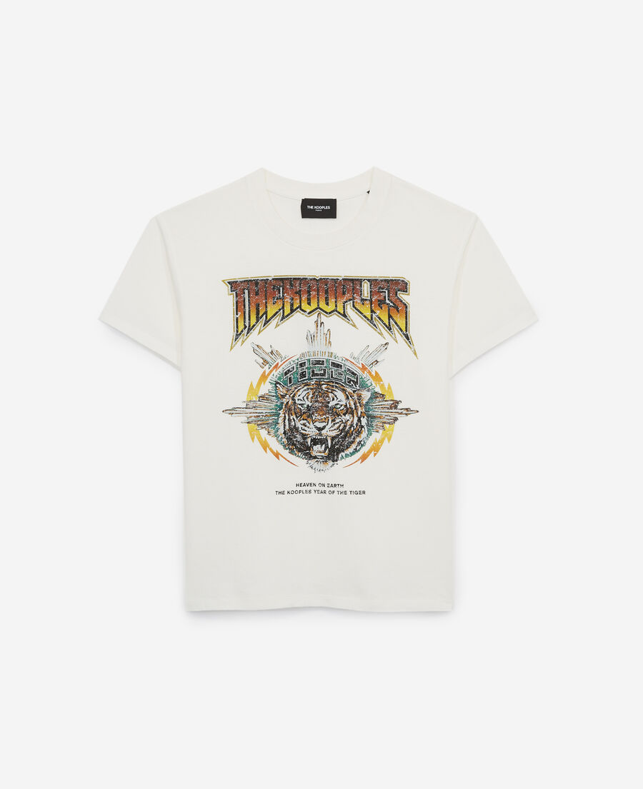 T-shirt large blanc coton sérigraphié | The Kooples