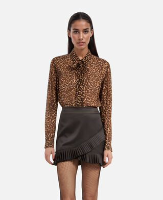 The Kooples WOMEN BLACK black satin wrap-style short skirt