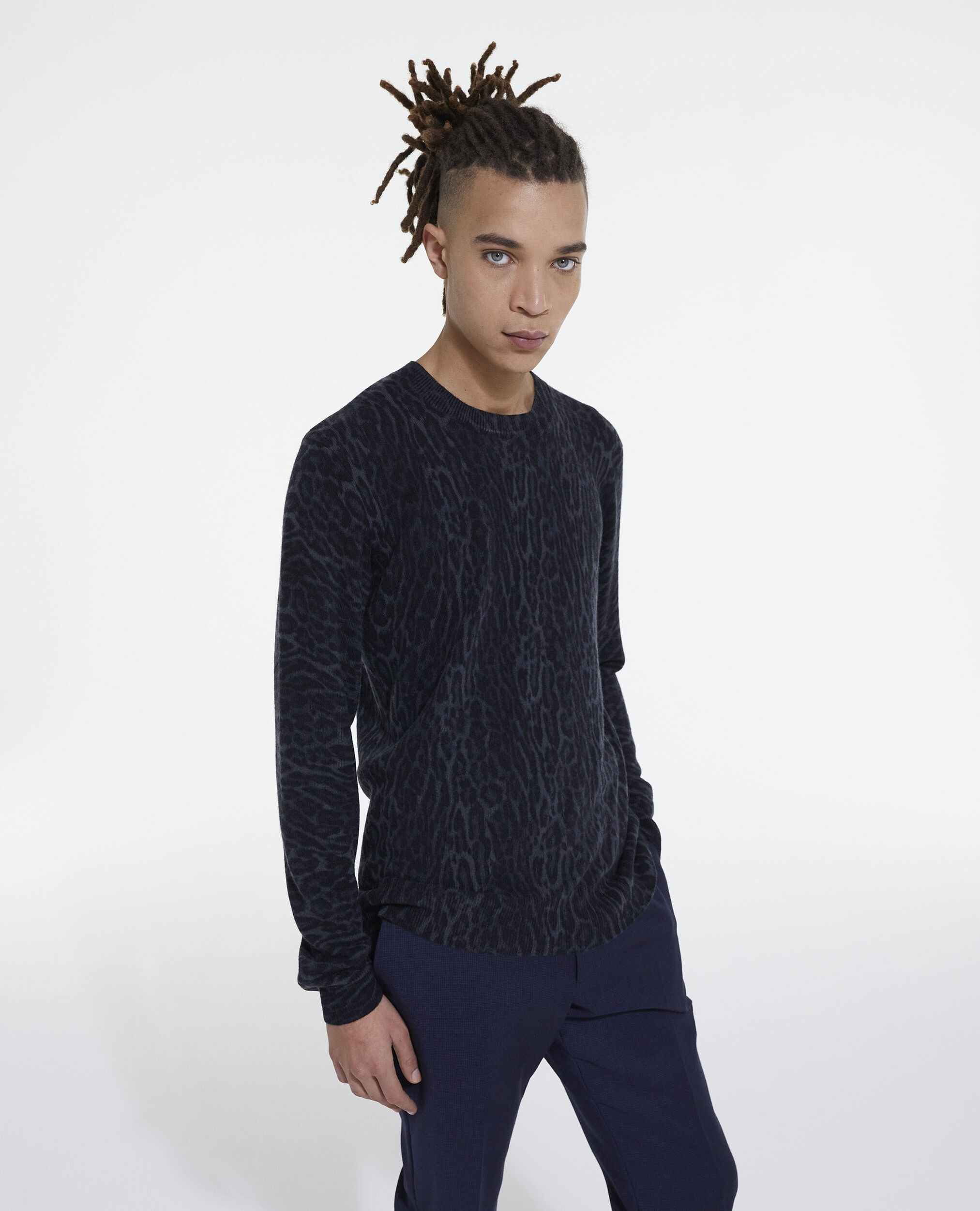Leopard print cashmere sweater, BLACK GREY, hi-res image number null
