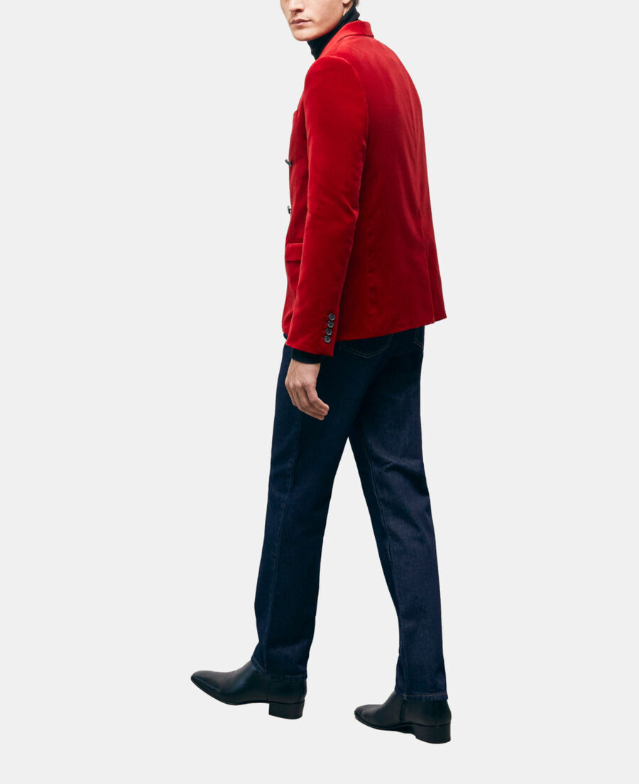 veste de costume croisée rouge