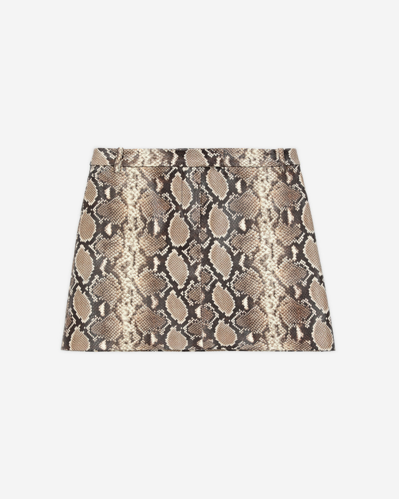 The Kooples WOMEN PYTHON BEIGE snakeskin-effect leather skirt