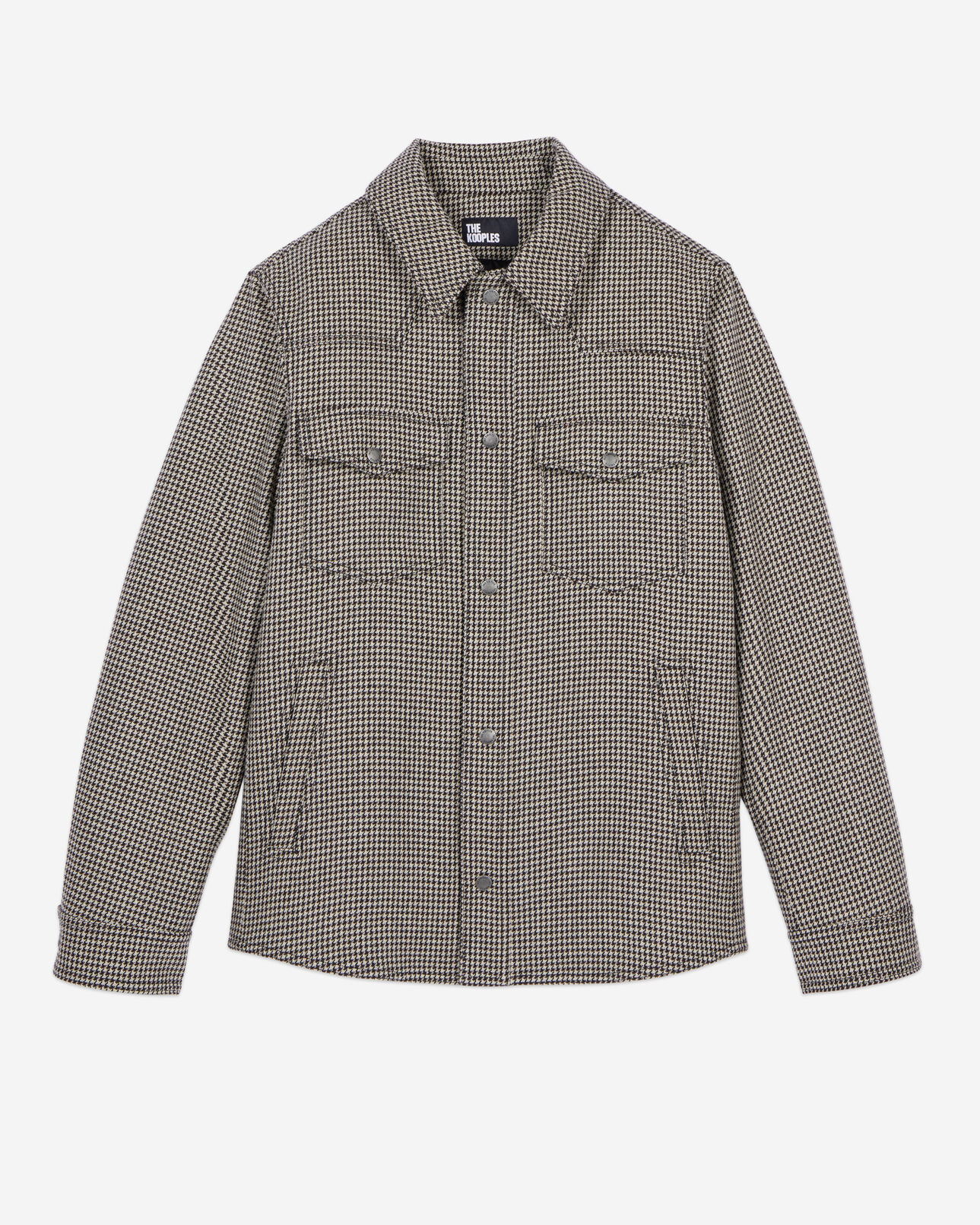 The Kooples HOMME BROWN blouson style surchemise pied de poule marron et écru