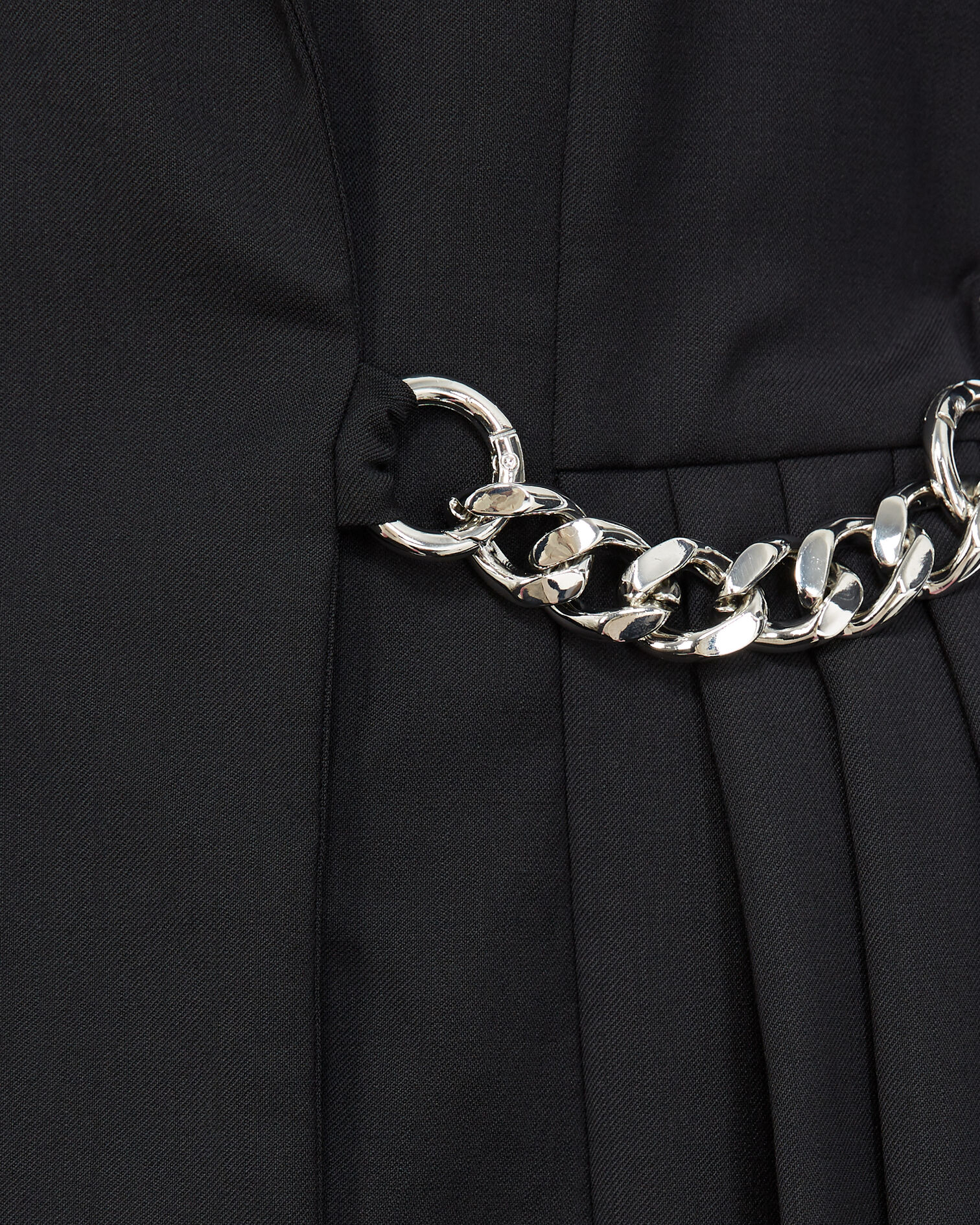Vestido corto cruzado plisado cadena negra, BLACK, hi-res image number null