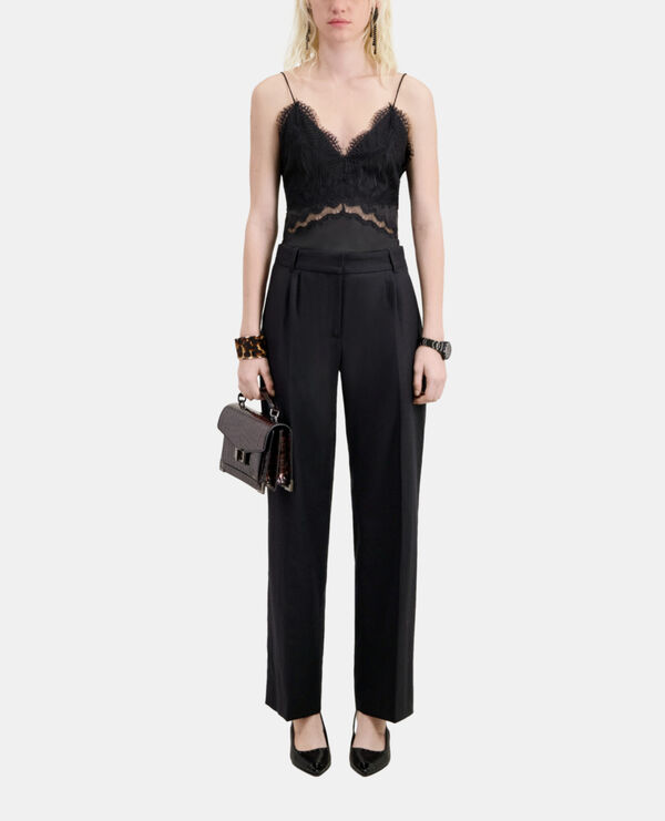 pantalón pinzas negro franela