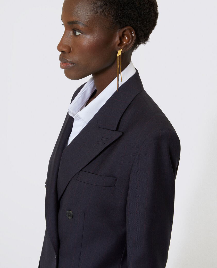 The Kooples WOMEN NAVY-RED double-breasted suit jacket in navy striped wool