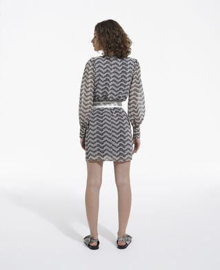 The Kooples WOMEN BLACK-ECRU short floral dress