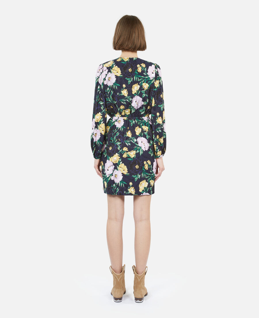 short printed dress with draping