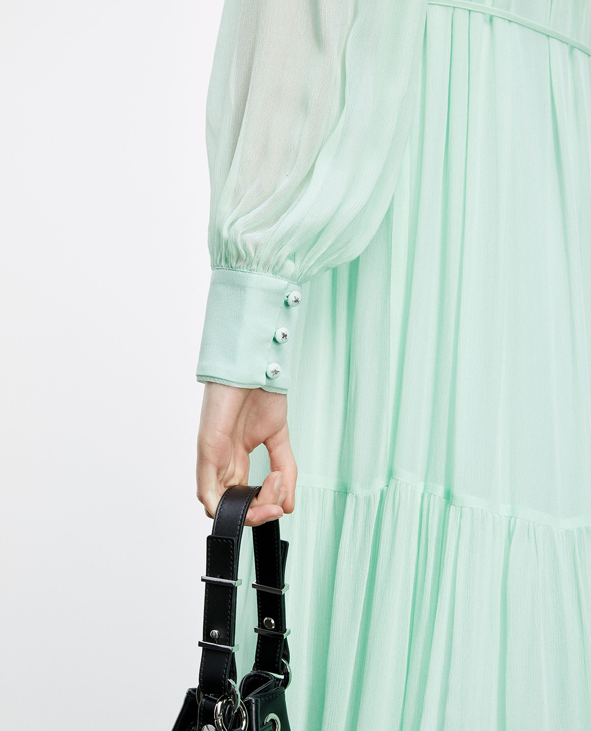 Long mint green dress with frills, MINT, hi-res image number null