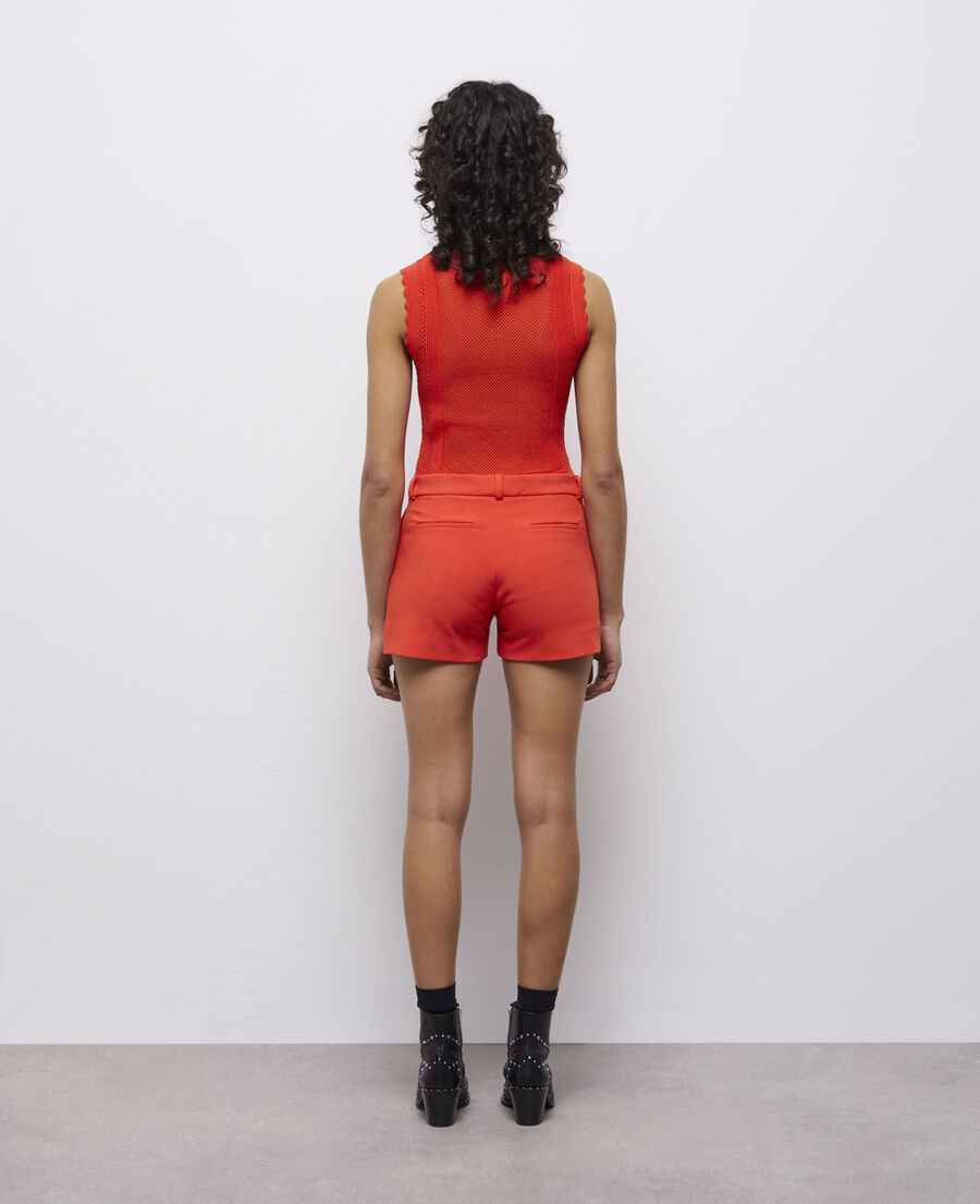 orange crêpe tailored shorts