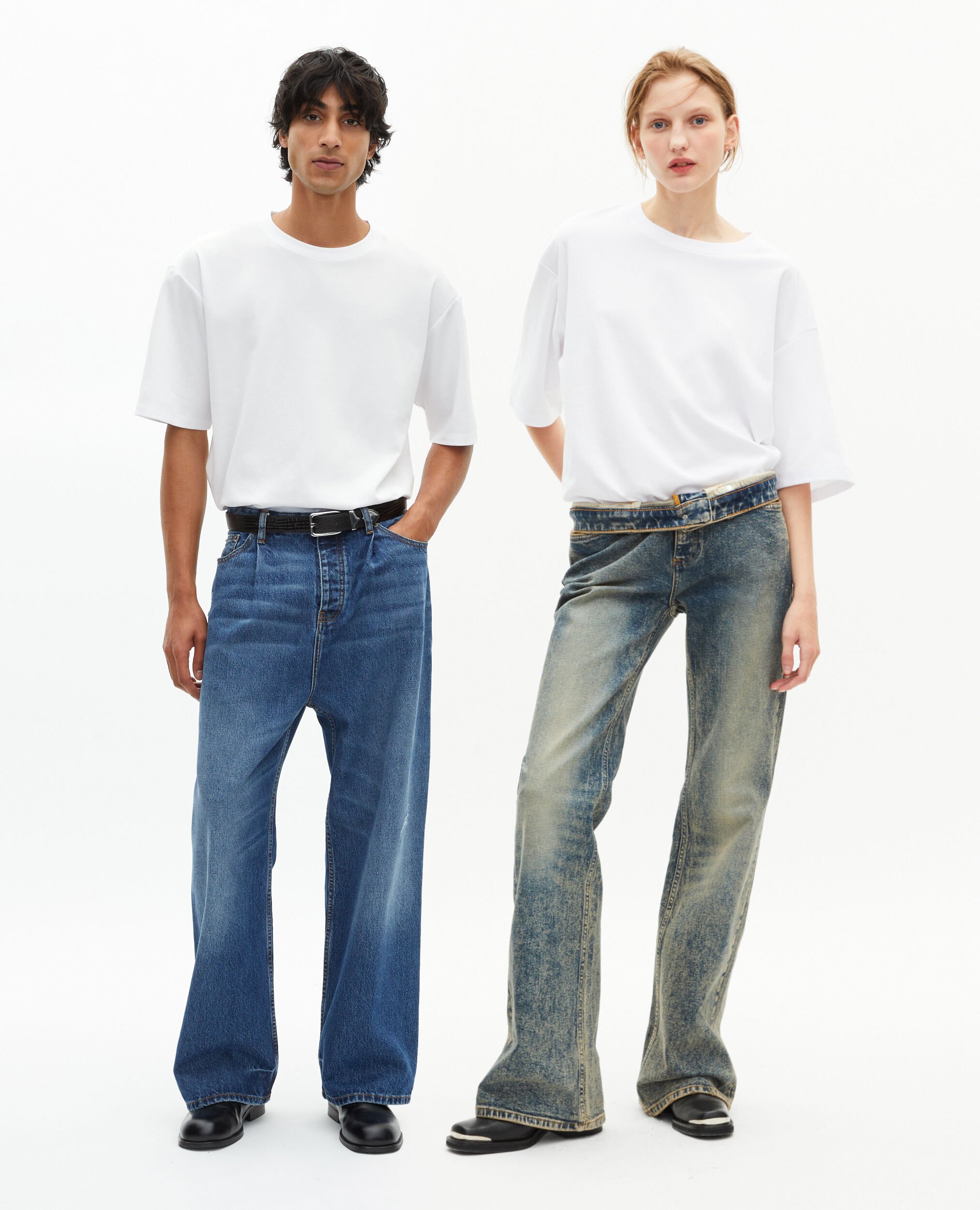 Unisex loose plain white T-shirt, WHITE, hi-res image number null