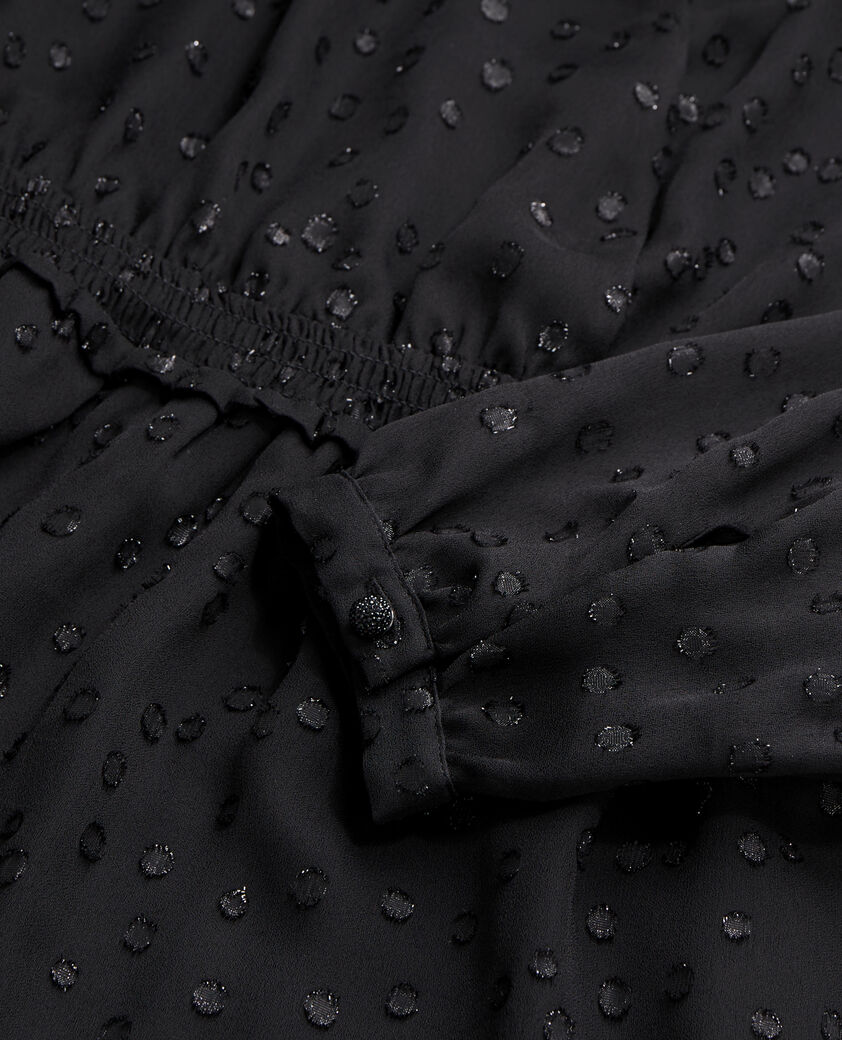 The Kooples FEMME BLACK robe courte noire à pois en lurex