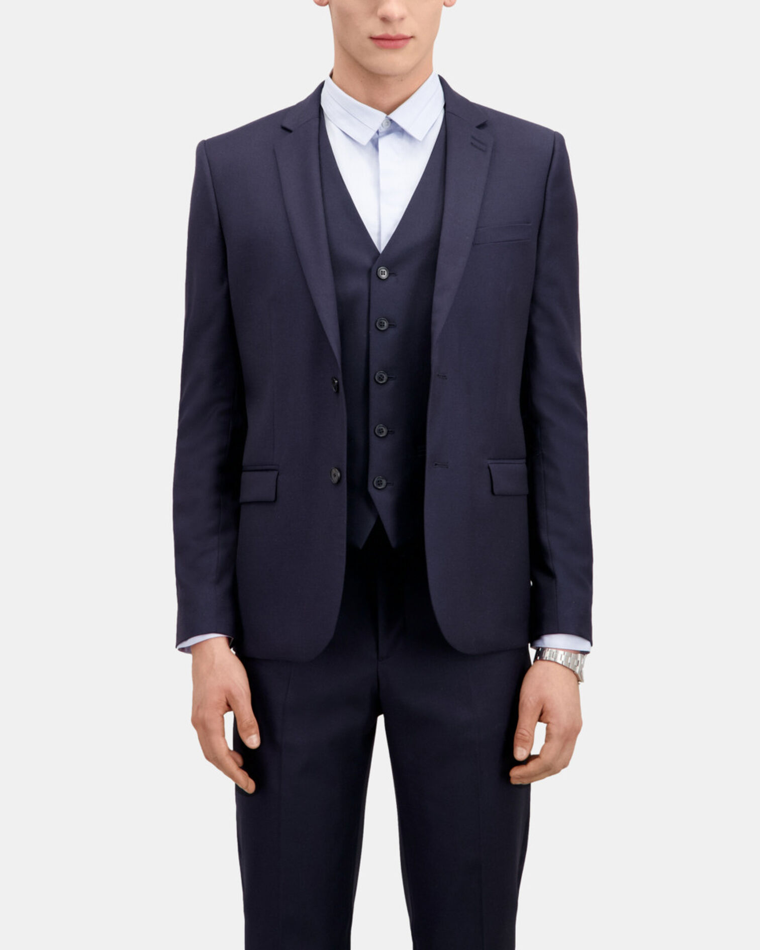 Navy blue wool suit jacket, NAVY, hi-res image number null