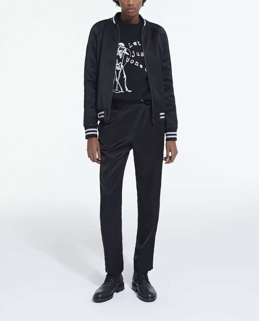 The Kooples F BLACK black satin sweatshirt