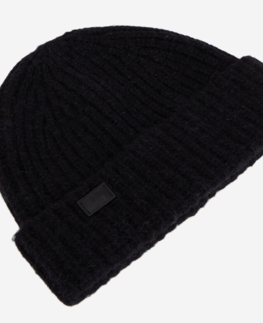 The Kooples WOMEN BLACK black ribbed wool-blend beanie