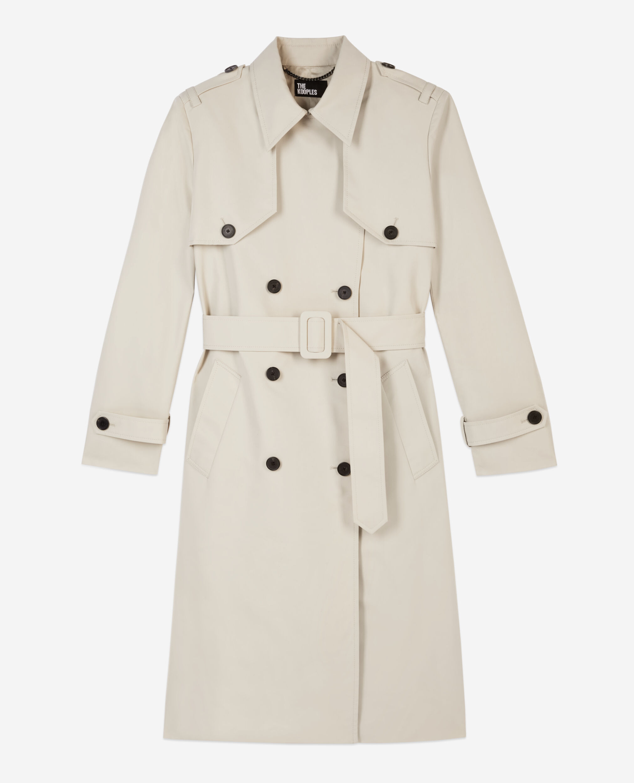Long beige trench coat, BEIGE, hi-res image number null