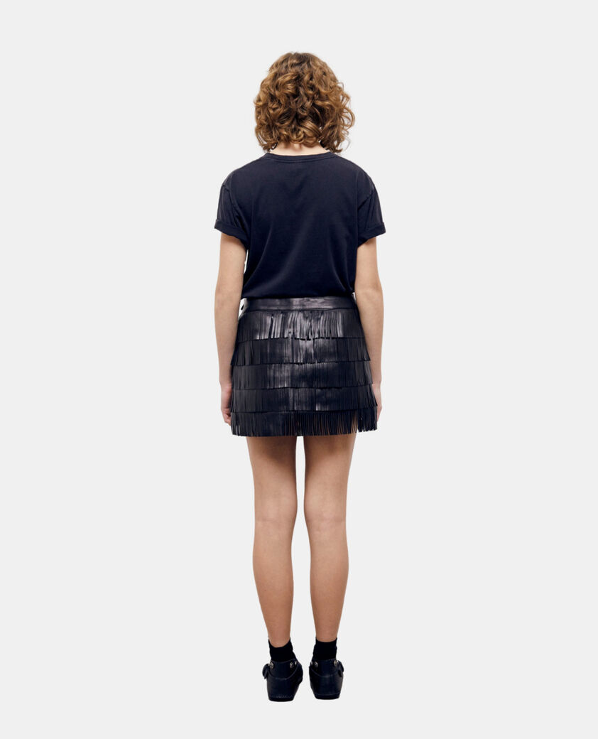 The Kooples WOMEN BLACK short black leather skirt