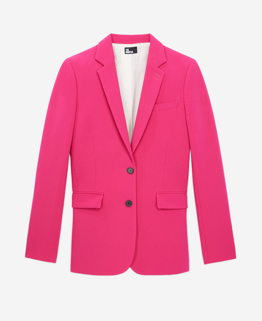 veste tailleur rose en crêpe