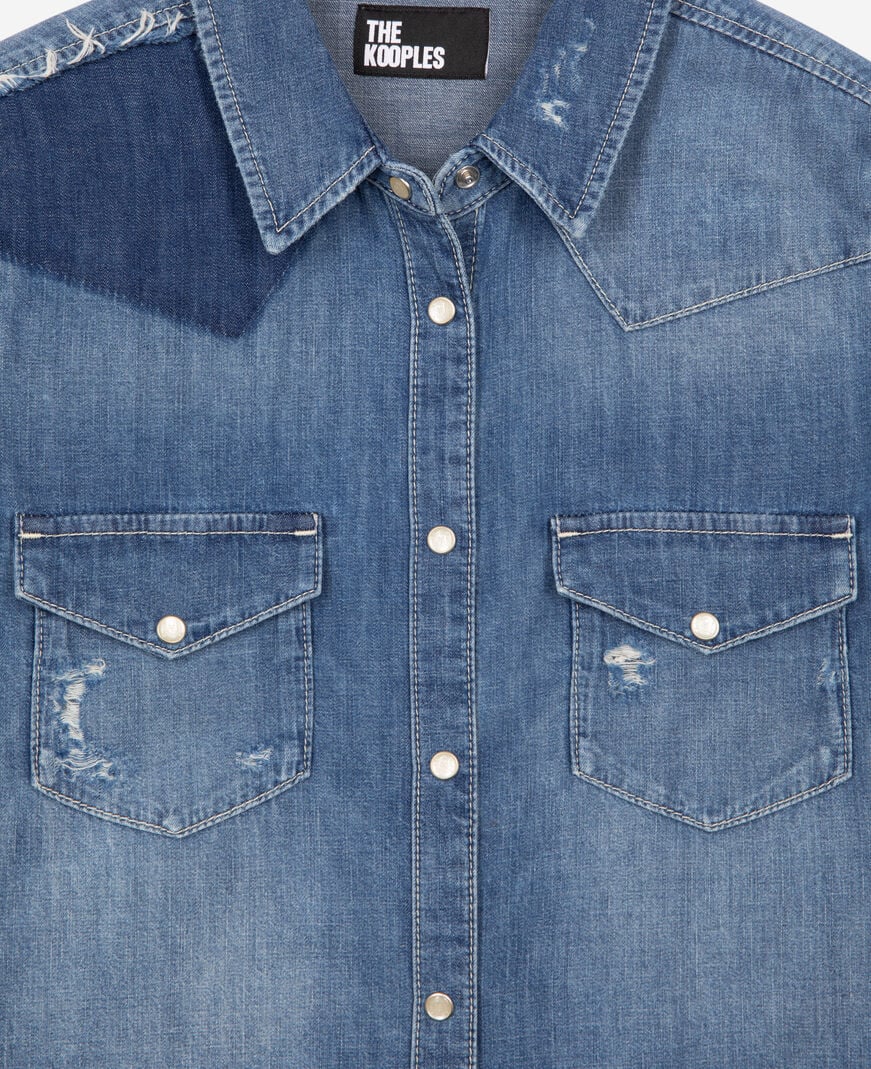 The Kooples WOMEN USED blue denim shirt