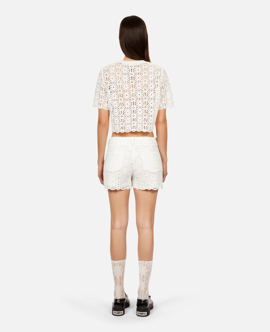 white guipure shorts