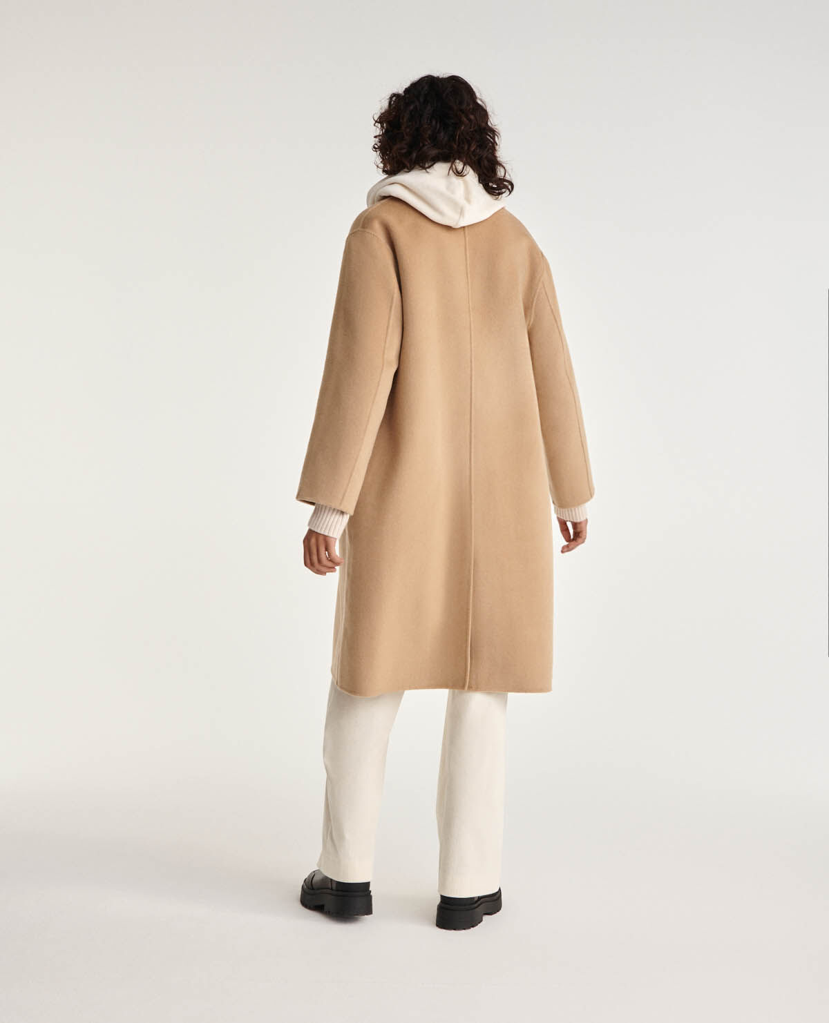 Double-faced button-up camel wool coat | The Kooples