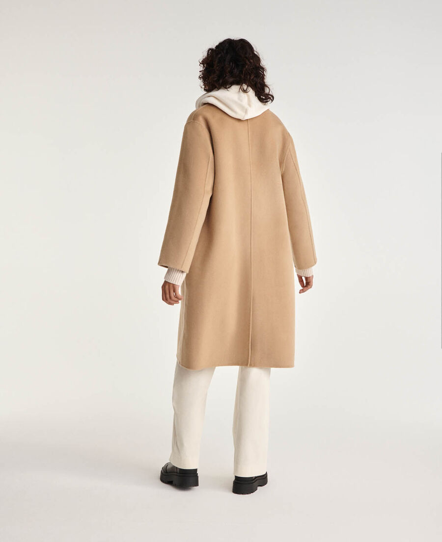 double-faced button-up camel wool coat