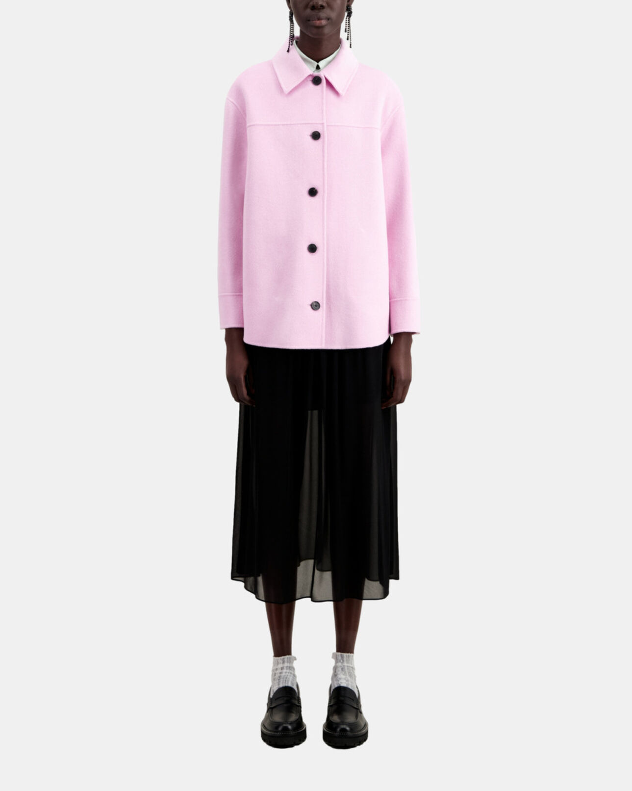 The Kooples F PALE PINK pink wool overshirt style jacket