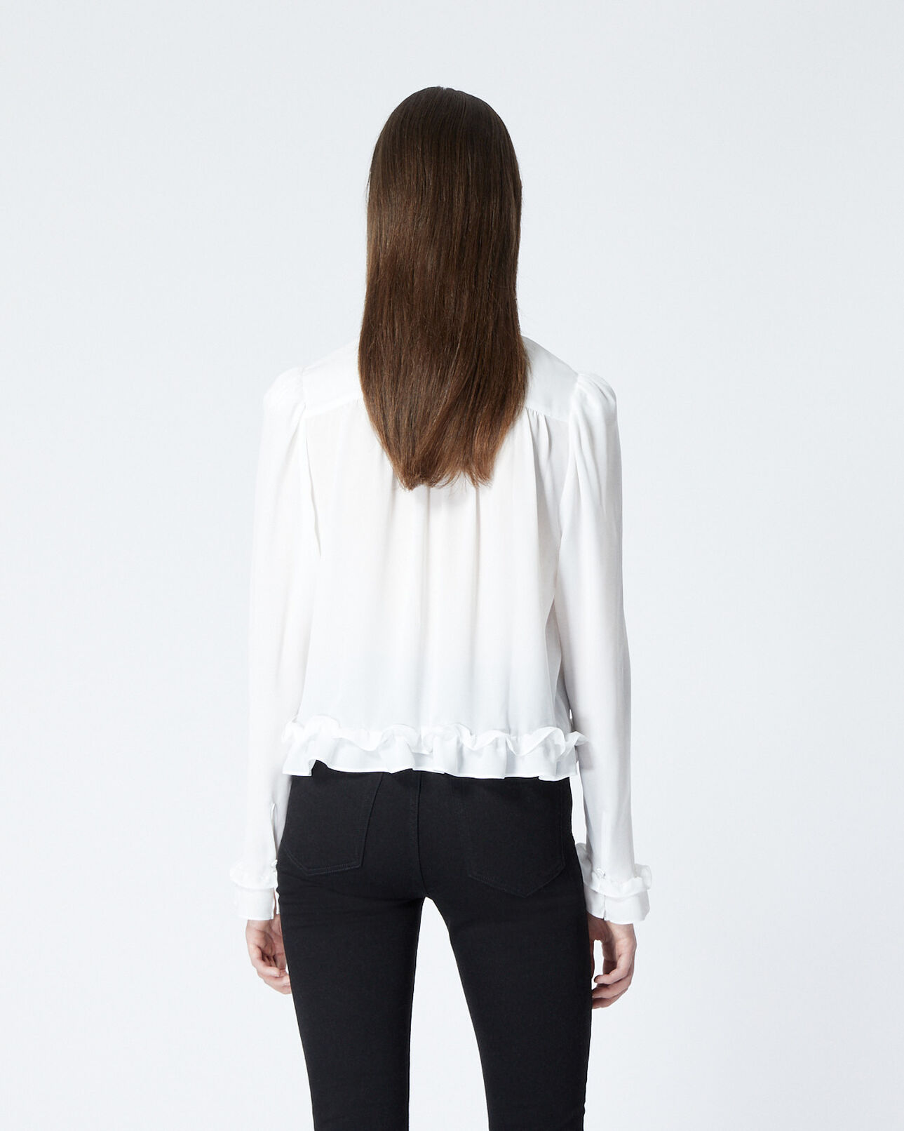 The Kooples DAMEN ECRU fließendes ecrufarbenes hemd mit volants