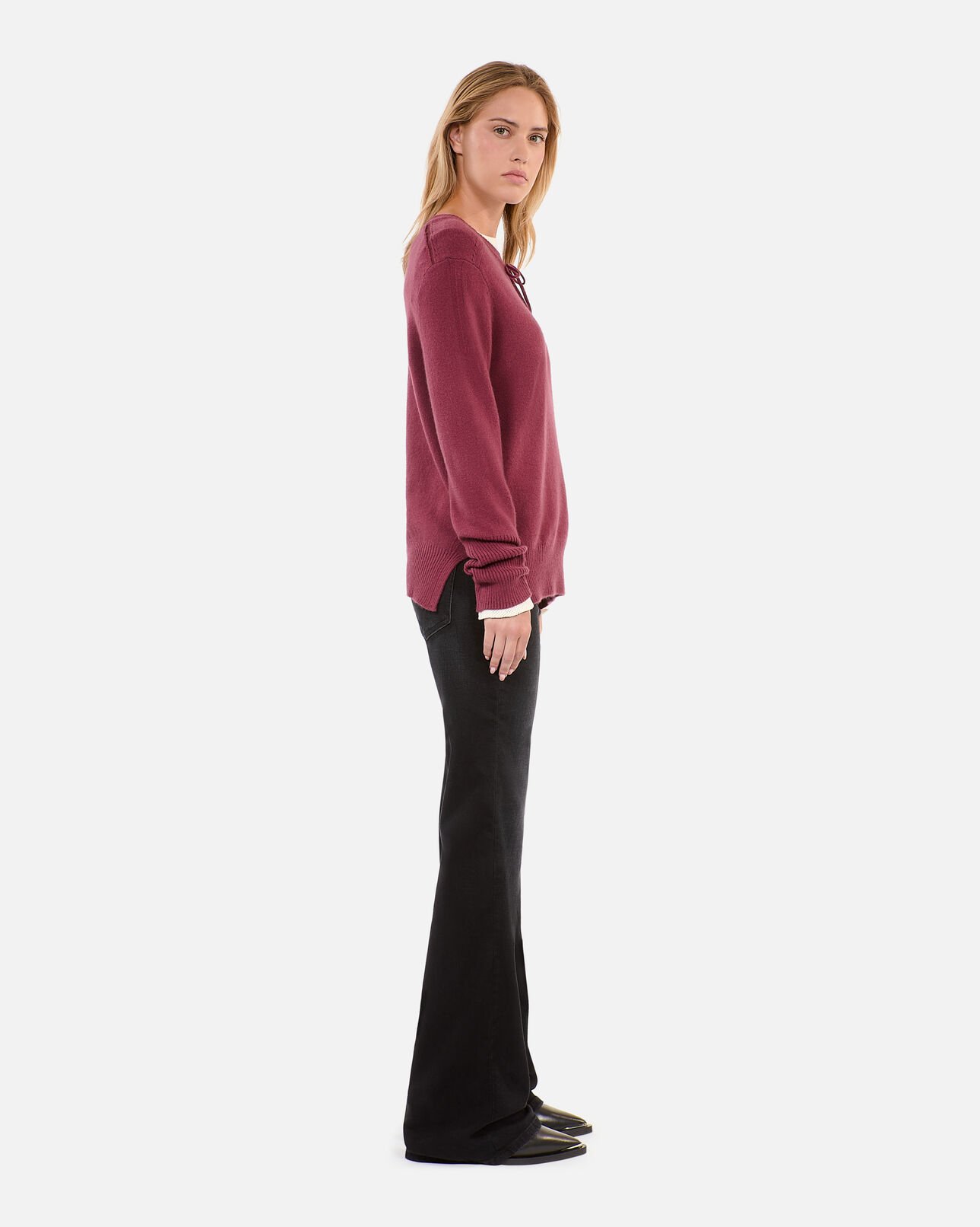 The Kooples WOMEN AUBERGINE burgundy cashmere sweater