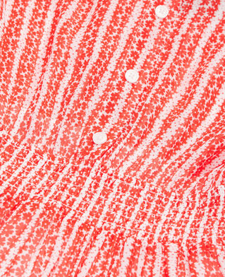 The Kooples FEMME RED WHITE robe longue imprim&eacute;e avec volants