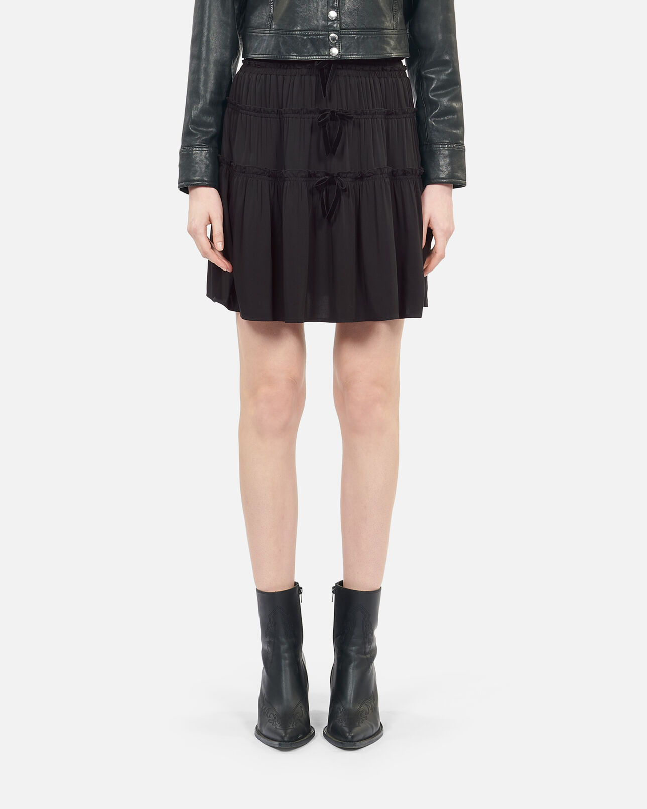 The Kooples FEMME BLACK jupe courte avec nœuds noire