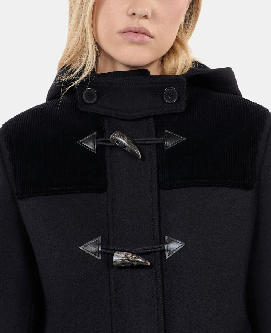 The Kooples WOMEN BLACK black hooded pea coat