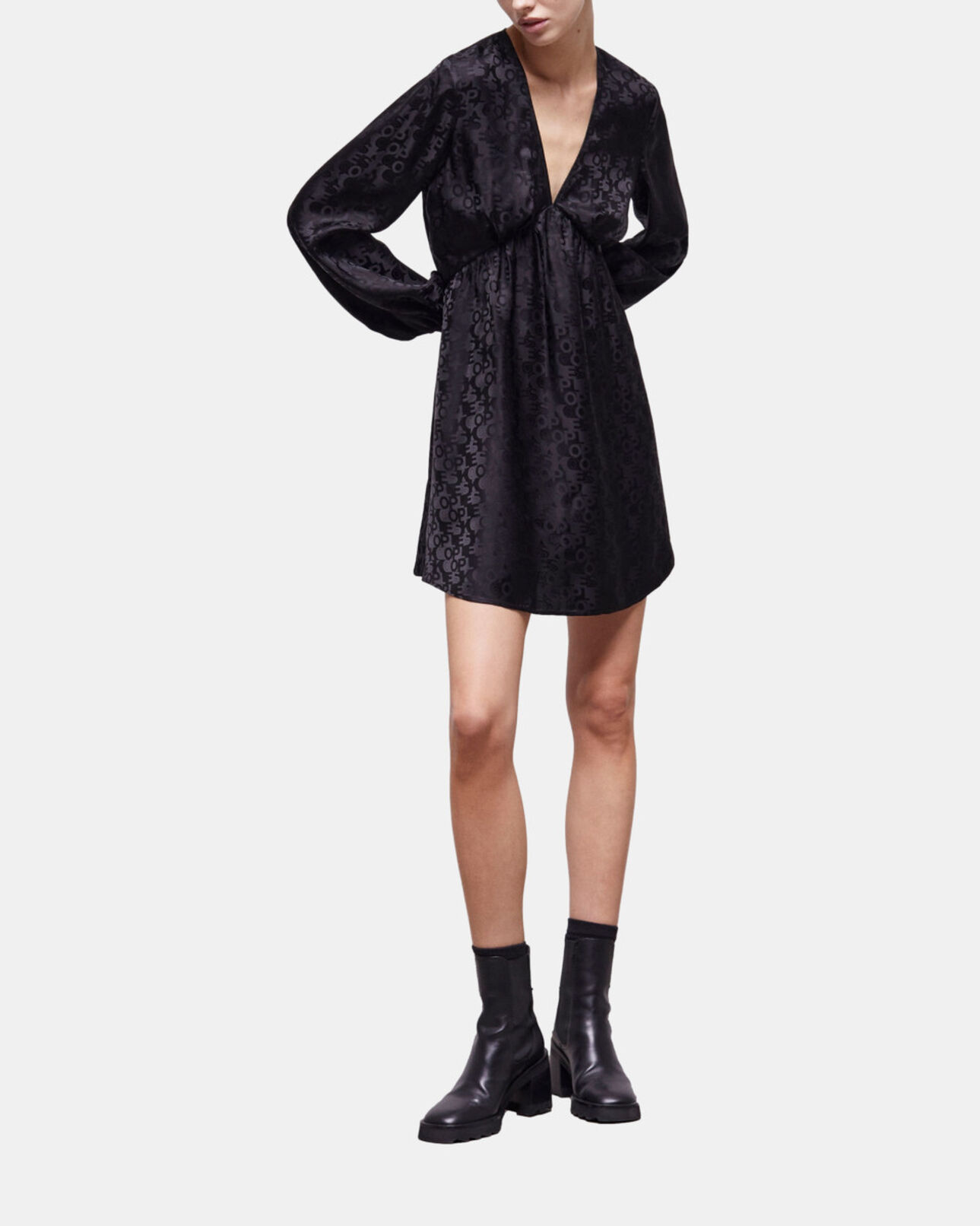 The Kooples FEMME BLACK robe courte logo the kooples noire