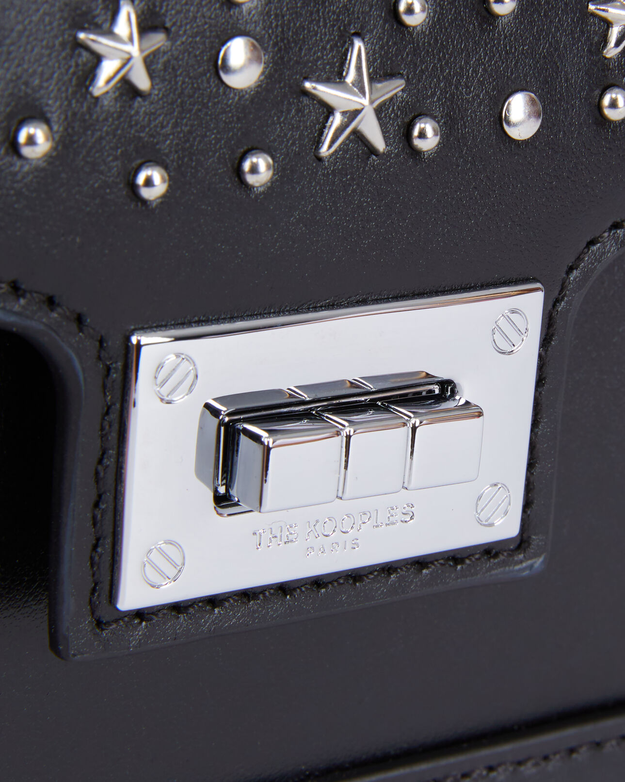 The Kooples FEMME BLACK sac emily chaîne en cuir noir avec étoiles