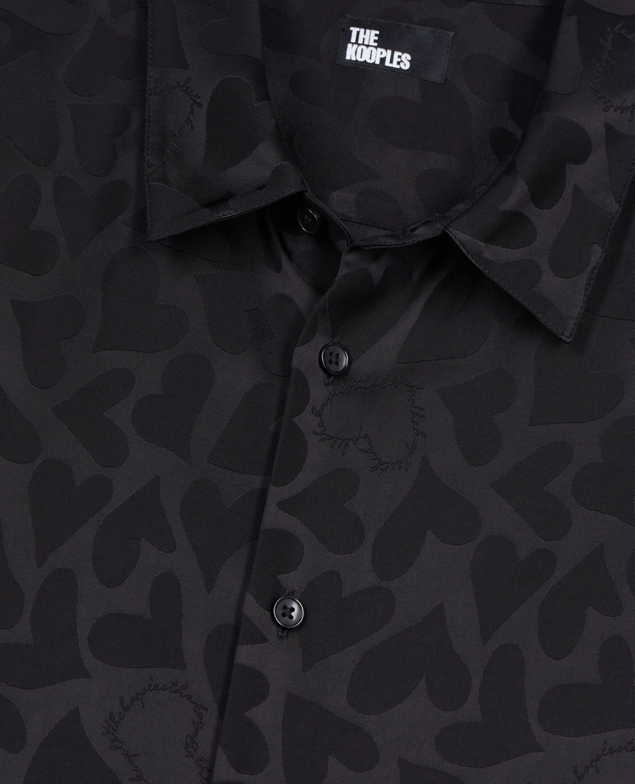 Black jacquard shirt with hearts, BLACK, hi-res image number null