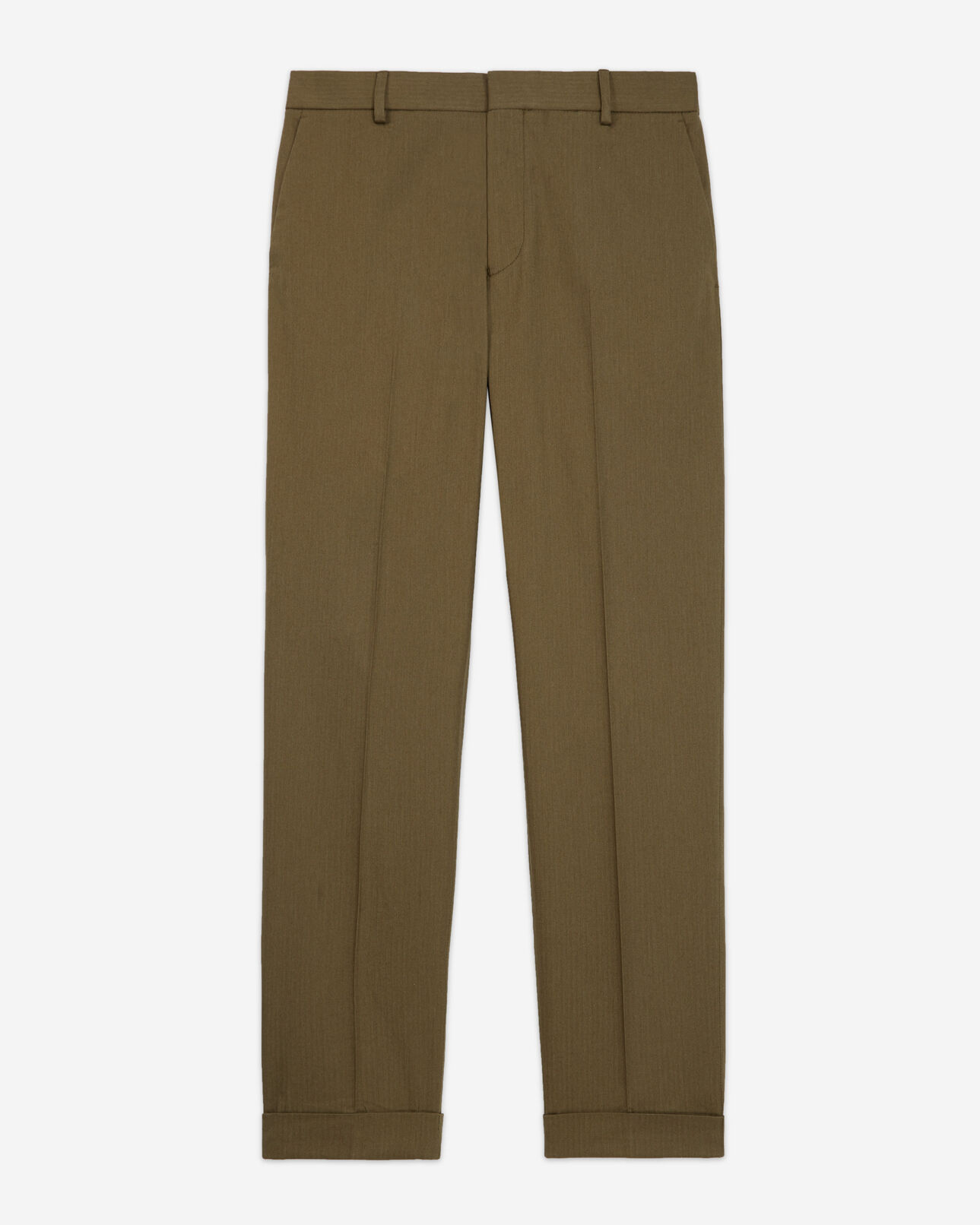 The Kooples HOMME KAKI pantalon carotte coton kaki à revers