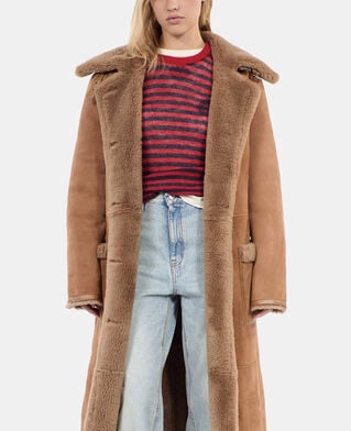 The Kooples FEMME BROWN peau lain&eacute;e longue marron